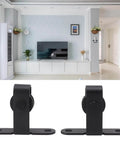Living room with TV and Quiet ABS Sliding Barn Door Hardware Kit For Double Doors With Bypass Track Flat Rail Low Ceiling Ready