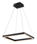 Black 15.75 Inch Modern Square Integrated LED Pendant Light Fixture, Dope Dimmable Metal Hanging Chandelier For Kitchen Island