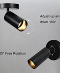 Black GU10 Ceiling Light With 360 Degree Horizontal Rotation And 90 Degree Tilt Adjustable Spotlight Double Head Downlight