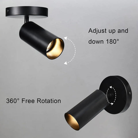 Black GU10 Ceiling Light With 360 Degree Horizontal Rotation And 90 Degree Tilt Adjustable Spotlight Double Head Downlight