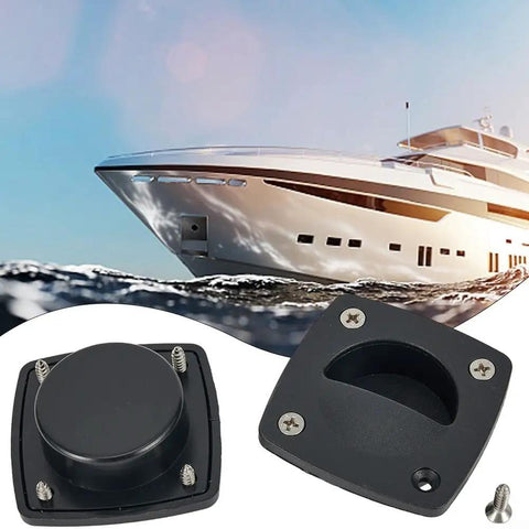 Recessed Nylon Pull Handles Marine Grade For Boats And Yachts Black Flush Mount Cabinet And Drawer Hardware Durable Saltwater Ready Replacement Kit 4 Pieces