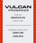 Label of Ratchet Straps With Chain Anchors, 2 Inch Wide By 27 Feet Long, ProSeries Set, 3600 Pound Safe Working Load, Optic Orange Webbing