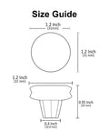 Size guide for 6 Pack Polished Chrome Cabinet Knobs 1-1/4 Inch Round Kitchen Hardware, showing dimensions and profile view.