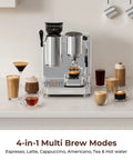Smooth Operator Automatic Espresso Machine With Integrated Grind Distribute And Tamp Design Built In Calibrated Tamper Delivers A Perfect Puck Every Shot Skip The Hassle Brew Like A Pro Barista At Home with various brewed drinks.