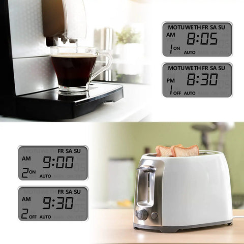 Indoor Digital Timer Outlet With Eight On Off Programs For Lamps And Fans No Brainer Easy Setup Simple Single Outlet 3 Prong Plug In Timer Seven Day Programmable Light Switch 15 Amp 1875 Watt ETL Listed