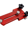 Extended Thin Ripping Jig For Woodworking With Dual Bearings, Aluminum Alloy Guide Jig, red with measurement markings