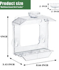 Clear Window Bird Feeder With Ultra Strong Suction Cups Dual Seed Tray And Water Bowl, dimensions shown, side view.