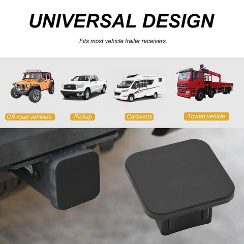 Beefed-Up Heavy Duty Silicone Trailer Hitch Plug Cover for Square Mouth Receiver Tubes, Dust Proof Cap Fits Most Vehicle Hitches Black