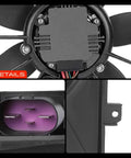 Close-up of Direct Fit Engine Radiator Cooling Fan Assembly For Audi A3 And TT Quattro showing wiring and mounting details.