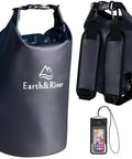 Go-To Premium Waterproof Dry Bag Backpack For Kayaking And Outdoor Adventures, Extra Thick 0.5mm Material with IPX8 Phone Case, 5L Black