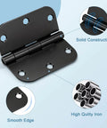Diagram of Matte Black Door Hinges 3 Pack 3.5 Inch By 3.5 Inch Heavy Duty No Squeak Rust Proof Interior Hinge showing features