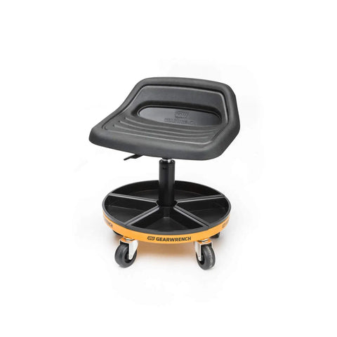 Adjustable Height Swivel Mechanics Seat For 18 To 22 Inches 360 Degree Spin Solid Rubber Seat And Durable Powder Coated Metal Frame