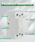 Silent Heavy Duty 40A AC DC Contactor 2 Pole 2NO With 120V Coil showing detailed product analysis and connection points.