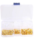 Kickstart Your DIY Projects With This Awesome 150 Piece Assorted Female Crimp Spade Terminal Kit Featuring 2.8mm 4.8mm And 6.3mm Connectors Plus Full Insulation Sheath For Serious Wire Wrapping Mastery, clear case with gold female spade terminals