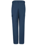 Men's Navy Industrial Cargo Work Pants, breathable 7.5 oz twill, rear view with reinforced seams and heavy-duty zipper.