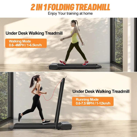 Slick Foldable Treadmill With Bright Led Display And Handy Remote Control in walking and running modes for home cardio.
