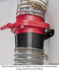 Fullthrottle Blast Gate 4 Inch Dust Collection Valve Upgrade with butterfly handle mounted securely on wall.