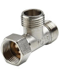 Tough And Slick T Adapter Diverter Valve For Bidet Sprayer And Shower Splitter showing solid brass construction and G1.2 fittings.