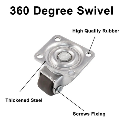 8 Pack Tiny Swivel Caster Wheels 1/2 Inch Diameter Low Profile Self Adhesive Steel Top Plate For Small Appliances Quiet Rollers