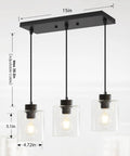 Sleek Black Three Light Pendant Fixtures Hit Different In Modern Kitchen Islands Or Dining Rooms Adjustable Clear Glass Shade Lamps With Killer Style close-up with dimensions 15in x 5.1in.