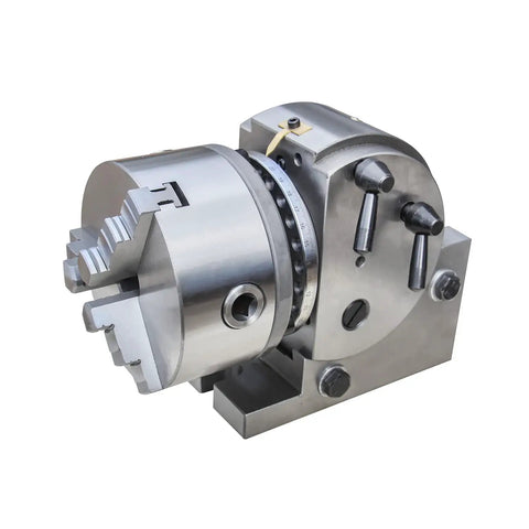 Precision 5-Inch 3-Jaw Chuck Dividing Head with MT2 Tailstock and Dividing Plates for Milling Machines, silver metal finish