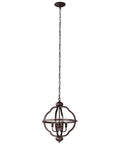 Farmhouse Vibe 4 Light Pendant Chandelier in Oil Rubbed Bronze with Chain, 21 Inch Diameter Rustic Hanging Light, adjustable height