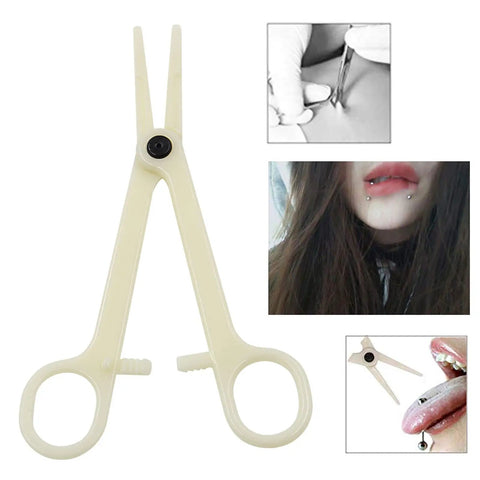 Disposable Piercing Clamp Set 10Pcs One Time Use Forceps Slotted Navel Piercing Plier For Tattoo Tools And Piercing Supplies Anti Allergy PVC Medical Grade Easy Sterile Setup, PVC clamp for navel and lip piercing
