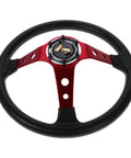 Universal 14 Inch Red PU Steering Wheel With Horn Button For Car Golf Cart And Racing Simulator Boss Grade Performance Wheel Replacement