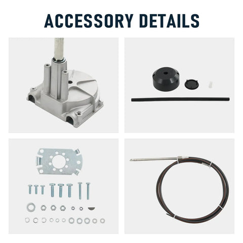 Outboard Rotary Steering System Kit With Thirteen And A Half Inch Wheel Three Quarter Inch Tapered Shaft Ten Foot Marine Cable For Boat And Yacht Mechanical Steering Upgrade