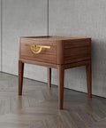 Top Notch Vintage Brass Cabinet Pulls Set Semi Circular Gold Dresser Handles installed on wooden bedside cabinet