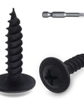Size Eight Wood Screws Set, 140 Pieces, 3/4 Inch Modified Truss Head, Phillips Drive, Black Finish, Rust-Resistant Carbon Steel