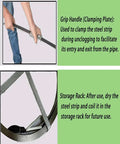 Grip handle and storage rack for Heavy Duty Manual Drain Snake Built With Tough Manganese Steel Coil To Bust Gnarly Pipe Clogs And Free Jammed Main Sewer Lines Zero Sweat 20M X 5Cm Width.