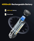 4000mAh rechargeable battery and cap for Rechargeable Magnetic Work Light With Hook 1200 Lumens Hands Free Mechanic Flashlight For Car Repair Emergency And Outdoor Work Three Modes Boss Level Bright Portable LED Light