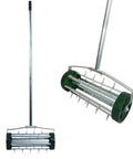 Rolling Lawn Aerator With 1.4 Inch Spikes, Rotary Push Tine Spike Soil Aerator with 3 Piece Long Steel Handle for aeration