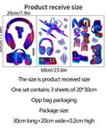 3D Glow In The Dark Video Game Controller Wall Decal For Boys Room Kids Bedroom Playroom Multicolor Wall Sticker Decor Dope Gamer Vibe Deluxe Set With Easy Peel Adhesive Backing showing dimensions and contents of three sheets