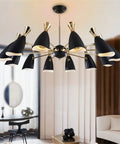 Twelve Head Aluminum Pendant Lamp For Dining Room Modern Hanging Chandelier Fixture Ultra Sleek Design over a dining table.