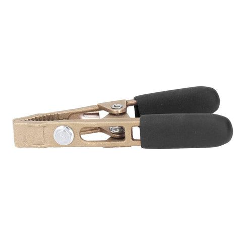 Heavy Duty Earth Wire Clamp With 40 Mm Big Jaw And 260 Amp Capacity, Premium Brass Grounding Pliers, side view with grip.