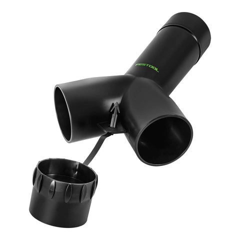 Antistatic Hose Sleeve With Y Adapter And Blanking Plug For Dust Extraction Fits Hoses Diameters 50 36 And 27 Millimeter Black Dual Hose Connector Accessory