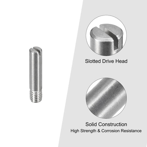 Five Pieces M3 X 14mm Slotted Cylindrical Dowel Pin 304 Stainless Steel External Thread Locating Pin for DIY projects