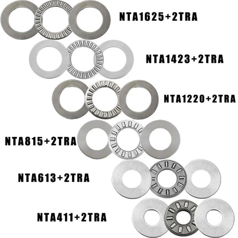 Set Of Four NTA613 Thrust Needle Roller Bearings With TRA613 Washers, Bore Three Eighths Inch And Outer Diameter Thirteen Sixteenths Inch