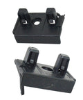 No Sweat Install Front Fender Bracket Support Holders Pair For Tesla Model 3 2017 To 2021 with bolt holes, black plastic material.
