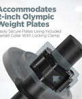 Close-up of black Wrist And Forearm Strength Trainer with 2-inch Olympic collar for plates and secure locking clamp.