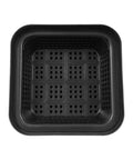 Top view of Heavy Duty Outdoor Drainage Catch Basin With Grate Kit for Yards and Lawns 15.7 Inch Square Debris Basket Box Green Composite Resin