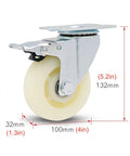 Pro Grade Heavy Duty Swivel Caster Wheels That Roll Hella Smooth For Couches Desks Cabinets And Rolling Carts 360 Silent Nylon Roller Steel Bracket Mount pack of four, close-up view.