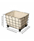 Heavy Duty Rolling Storage Basket For Toys, Smooth Swivel Caster Wheels Organizer With Removable Canvas Liner, Heavy Hitter Rectangle Bin For Playroom And Kids, showing dimensions and design.