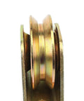 Badass Heavy Duty 3 Inch V Groove Wheel Rigid Caster For Sliding Gate Track Industrial Cart Roller zinc plated steel profile view.