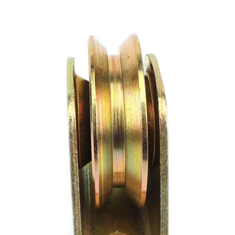 Badass Heavy Duty 3 Inch V Groove Wheel Rigid Caster For Sliding Gate Track Industrial Cart Roller zinc plated steel profile view.