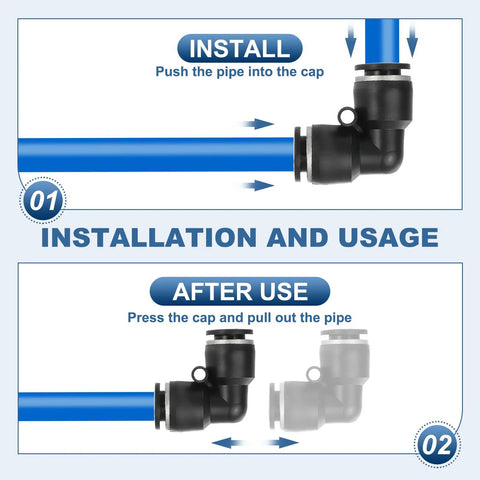 Installation guide for Six Pack Elbow Union Push To Connect Fittings Five Sixteenth In OD Tube Quick Lock Air Hose Adapters