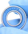 Beefed-Up Full Ball 10x19x5mm Cartridge Bearings Set Chrome Steel Blue Sealed With Grease Quad Pack For MTB Hub Pivot No Retainer Tough Load Capacity VRS Dual Lip Labyrinth Seal blue sealed bearing close-up