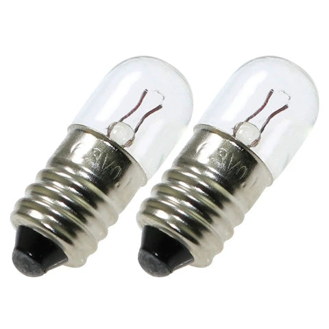 25 Pack E10 Mini Light Bulbs 6.3V 0.15A Incandescent Tungsten Filament Indicator Lamp For Flashlights And Small Tools Old Fashioned Warm Yellow Glow Durable And Easy Replacement, two bulbs
